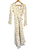 *XiRENA Reese Cotton Block Print 3/4 Sleeve Surplice Wrap Tie-Waist Midi Dress, Size S
