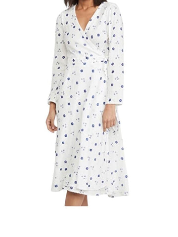 *XiRENA Reese Cotton Geometric 3/4 Sleeve Surplice Wrap Tie-Waist Midi Dress, Size S