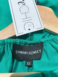 *Cynthia Rowley Kasbah Cotton Poplin Balloon Sleeve Tie Neck Tiered Mini Tent Dress, Size XS