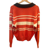 *Trovata Parker Polo Cotton Pointelle Knit Stripe Contrast Collared Polo Neck Sweater, Size M