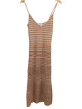 *Intermix Shelly Metallic Pointelle Knit Stripe Sweetheart Cami Midi Dress, Size S