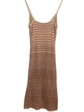 *Intermix Shelly Metallic Pointelle Knit Stripe Sweetheart Cami Midi Dress, Size S