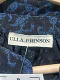 *Ulla Johnson Elm Cotton Floral Print Ruffle Flutter Sleeve Split Tie Neck Top, Size 6
