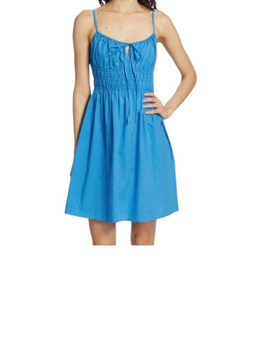 *Rails Miriam Pacific Cotton Poplin Keyhole Tie Cami Smocked Waist Mini Dress, Size S