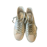 *Golden Goose Francy Leather & Suede High-Top Metal Logo Hidden Lift Sneakers, Size 35