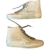 *Golden Goose Francy Leather & Suede High-Top Metal Logo Hidden Lift Sneakers, Size 35