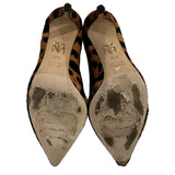 *Tamara Mellon Charge Calf-Hair Leather Pointed Toe Leopard Ankle Boots, Size 36.5