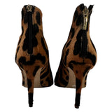 *Tamara Mellon Charge Calf-Hair Leather Pointed Toe Leopard Ankle Boots, Size 36.5