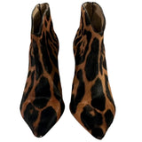 *Tamara Mellon Charge Calf-Hair Leather Pointed Toe Leopard Ankle Boots, Size 36.5