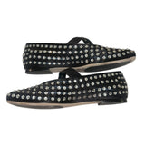 *Reformation Bethany Satin Rhinestone Round Toe Buckle Mary Jane Ballet Flats, Size 6