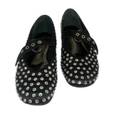 *Reformation Bethany Satin Rhinestone Round Toe Buckle Mary Jane Ballet Flats, Size 6