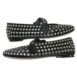 *Reformation Bethany Satin Rhinestone Round Toe Buckle Mary Jane Ballet Flats, Size 6