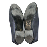 *CHANEL Leather & Suede Interlocking CC Logo Cap Toe Bow Trim Ballet Flats, Size 36.5