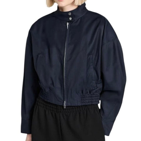 *A.L.C. Elliott Cotton & Nylon Snap Mock Neck Zip-Front Cropped Bomber Jacket, Size XS