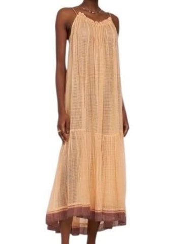 *Ulla Johnson Cari Sheer Cotton Gauze Scoop Cami Tie Shoulder Cover-Up Midi Tent Dress, Size OS