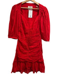 *Isabel Marant Etoile Lunesa Cotton Puff Elbow Sleeve Ruched Flounce Hem Mini Dress, Size FR 38=US 6