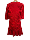*Isabel Marant Etoile Lunesa Cotton Puff Elbow Sleeve Ruched Flounce Hem Mini Dress, Size FR38=6