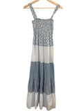 *Sandro Paris Tropea Poplin Mixed Prints Wide Strap Cami Smocked Tiered Midi Dress, Size FR36=4
