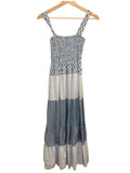 *Sandro Paris Tropea Poplin Mixed Prints Wide Strap Cami Smocked Tiered Midi Dress, Size FR36=4