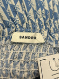 *Sandro Paris Tropea Poplin Mixed Prints Wide Strap Cami Smocked Tiered Midi Dress, Size FR36=4