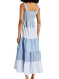 *Sandro Paris Tropea Poplin Mixed Prints Wide Strap Cami Smocked Tiered Midi Dress, Size FR36=4