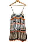 *Devotion Twins Themis Cotton Abstract Cami Pom Pom Trim Swing Mini Dress, Size S