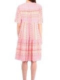 *XiRENA Billie Cotton Block Print Short Sleeve Button Split Neck Trapeze Tiered Mini Dress, Size XS