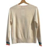 *Brodie Cashmere LOVE Foil Rainbow Ringer Crew Neck Pullover Sweater, Size XS