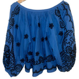 *NWT Rhode X Anthro Trish Cotton Applique 3/4 Balloon Sleeve Boat Neck Button-Up Top, Size XS