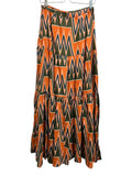 *Veronica Beard Jeans Sundance Cotton & Linen Graphic Button-Up Tiered Maxi Skirt, Size S