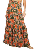 *Veronica Beard Jeans Sundance Cotton & Linen Graphic Button-Up Tiered Maxi Skirt, Size S