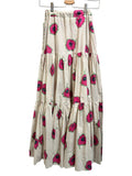 *LA DoubleJ X Mantero Big Skirt Cotton Poplin Floral Elastic Waist Pull-On Tiered Maxi Skirt, Size XS