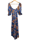 *NWT Omika Blair Modal Floral Puff Sleeve Scoop Neck Smocked Bodice Back Cut-Out Maxi Dress, Size M