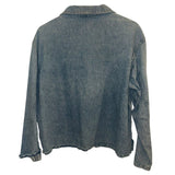 *Nili Lotan Harper Cotton Denim Long Sleeve Collared Crested Button Neck Popover Shirt Top, Size XS