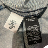 *Nili Lotan Harper Cotton Denim Long Sleeve Collared Crested Button Neck Popover Shirt Top, Size XS