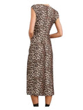 *Rails Auren Nala Leopard Cap Sleeve V-Neck Ruched Front Sheath Midi Dress, Size L