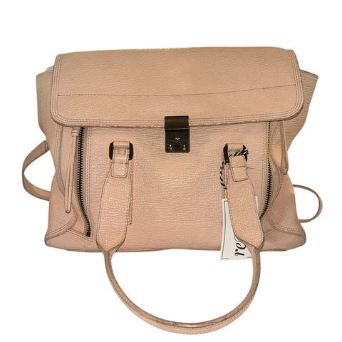 *3.1 Phillip Lim Pashli Large Pebbled Leather Front Gussets Satchel Handbag