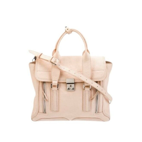 *3.1 Phillip Lim Pashli Large Pebbled Leather Front Gussets Satchel Handbag