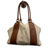 *Tory Burch Gwendolyn Canvas & Leather Drawcord Tassel Trim Bucket Tote Bag