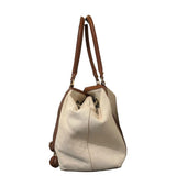 *Tory Burch Gwendolyn Canvas & Leather Drawcord Tassel Trim Bucket Tote Bag