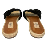 *Valentino Suede Bow Vamp Espadrille Flat Slide Sandals, Size 38