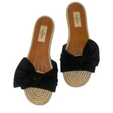 *Valentino Suede Bow Vamp Espadrille Flat Slide Sandals, Size 38