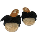 *Valentino Suede Bow Vamp Espadrille Flat Slide Sandals, Size 38