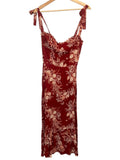 *Reformation Nikita Crepe Floral Sweetheart Tie Shoulder Cami Midi Dress, Size 2