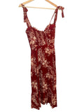 *Reformation Nikita Crepe Floral Sweetheart Tie Shoulder Cami Midi Dress, Size 2