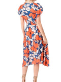 *Trovata Kristi Cotton Floral Flutter Sleeve V-Neck Button Front Tie Waist Midi Dress Size XS