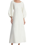 *Lafayette 148 Silk & Linen 3/4 Lantern Sleeve Round Neck Fit & Flare Maxi Dress, Size XS
