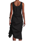 *Rhode Elsie Cotton Poplin Sleeveless Scoop Neck Ruched Sides Asymmetric Draped Ruffle Midi Dress, Size 4