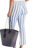 *FRAME Denim Le Crop Mini Boot Stretch Stripe High-Rise Cropped Raw Hem Bootcut Jeans, Size 30 (10)