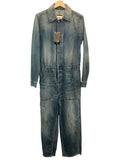 *NWT NOEND Yanni Cotton Denim Long Sleeve Stud Closure Straight Leg Jumpsuit, Size S